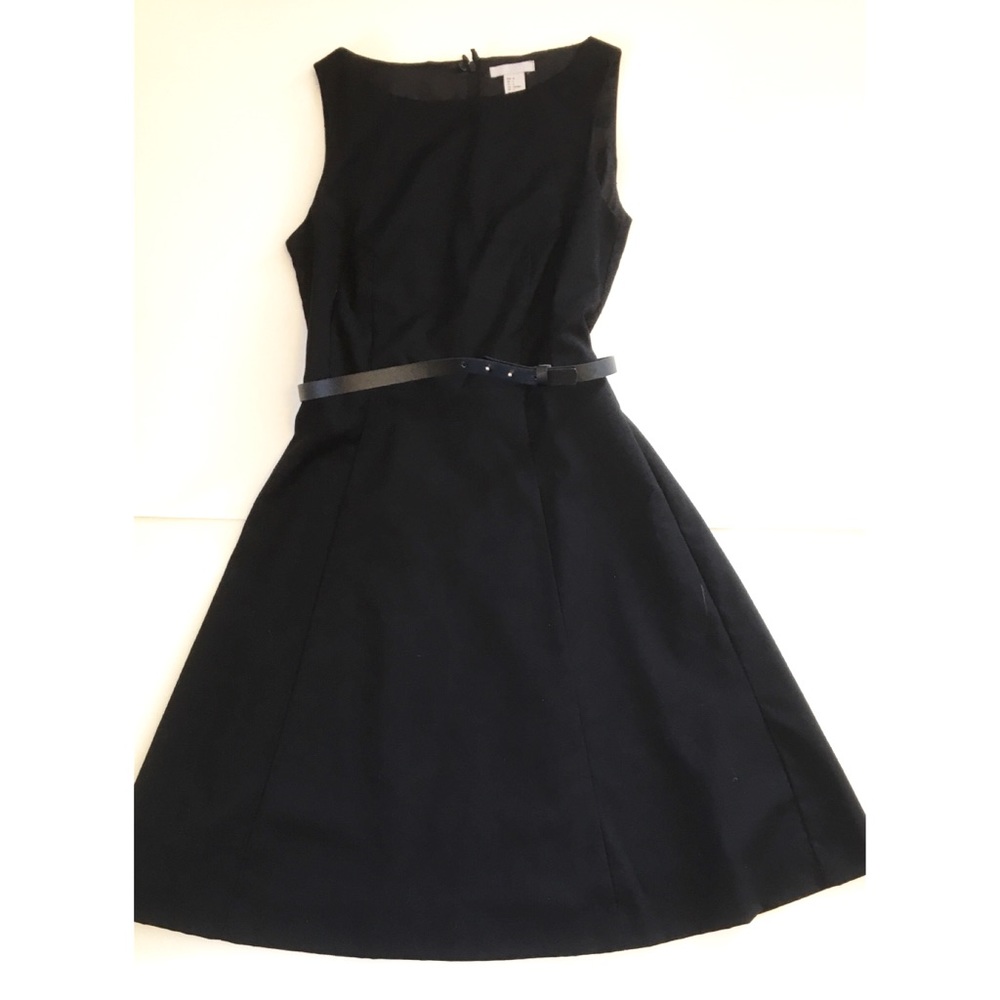 Black cocktail dress with belt